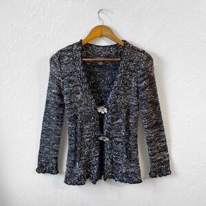 Vintage 90s Y2k Chunky Knit Floral Whimsigoth Cottagecore Fairy Boho Cardigan S